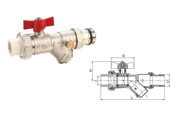 295黃銅活接PP-R球閥（帶過濾器）