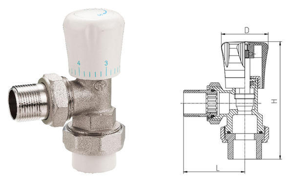 326 黃銅PP-R角式手動(dòng)溫控閥