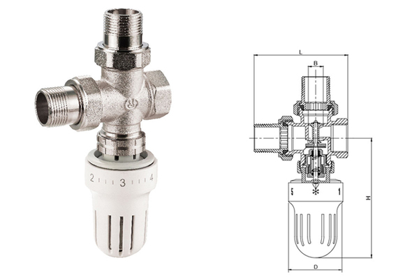 328 黃銅三通自動溫控閥
